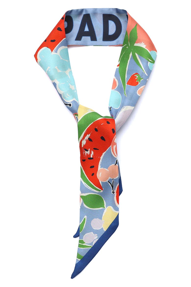 summer fruit skinny silk scarf, Main, color, BLUE MULTI