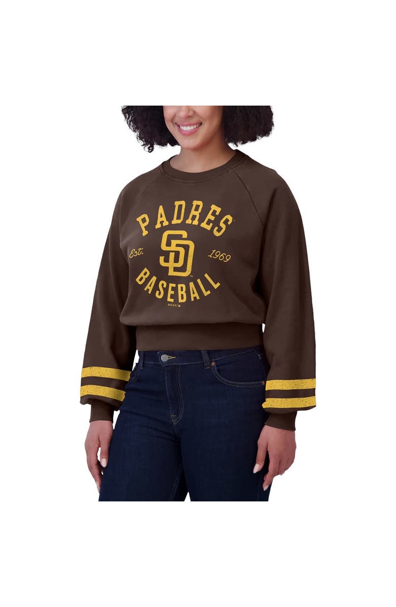 WEAR by Erin Andrews Women's WEAR by Erin Andrews  Brown San Diego Padres Vintage Washed Cropped Pullover Sweatshirt, Alternate, color, Brown