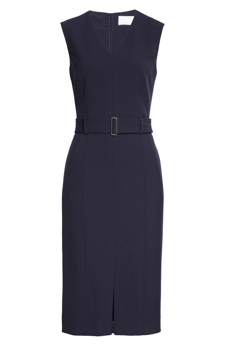 BOSS Dadorina Belted Front Slit Sheath Dress, Alternate, color, 