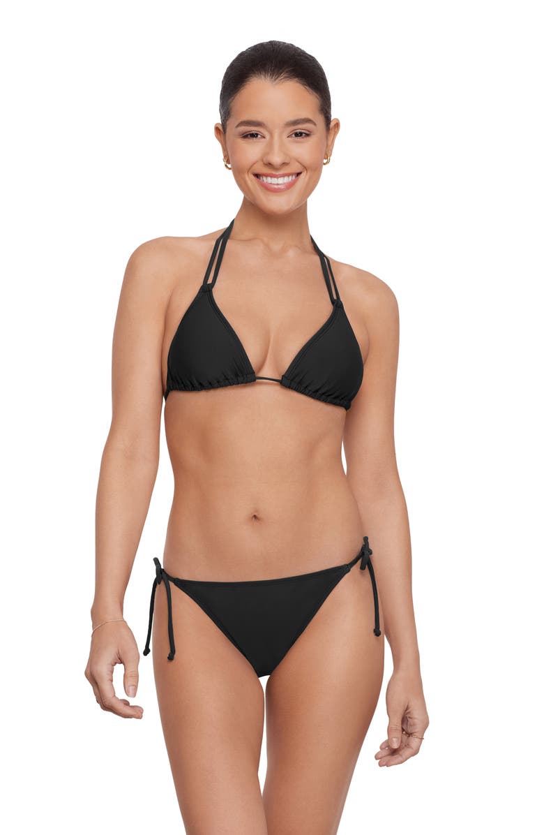Aqua Green String Triangle Bikini Set, Main, color, Black