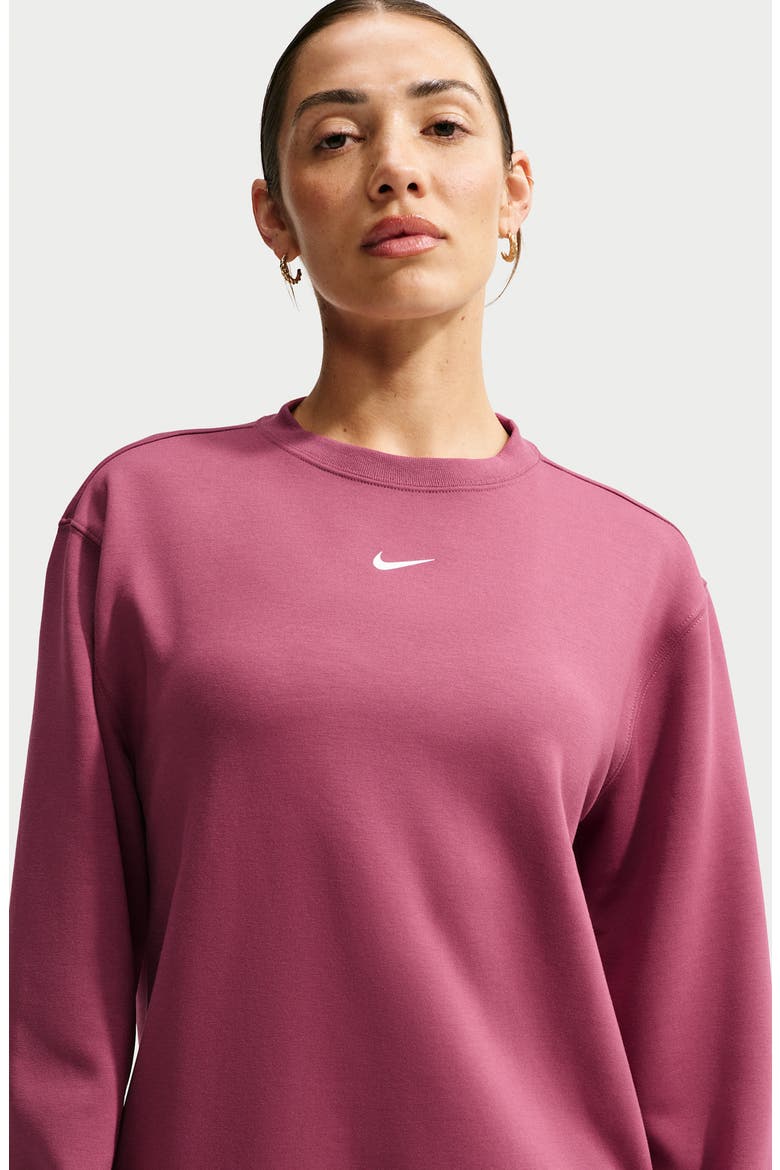 Dri-FIT Studio Fleece Sweatshirt, Alternate, color, PINK SMOKE/ WHITE