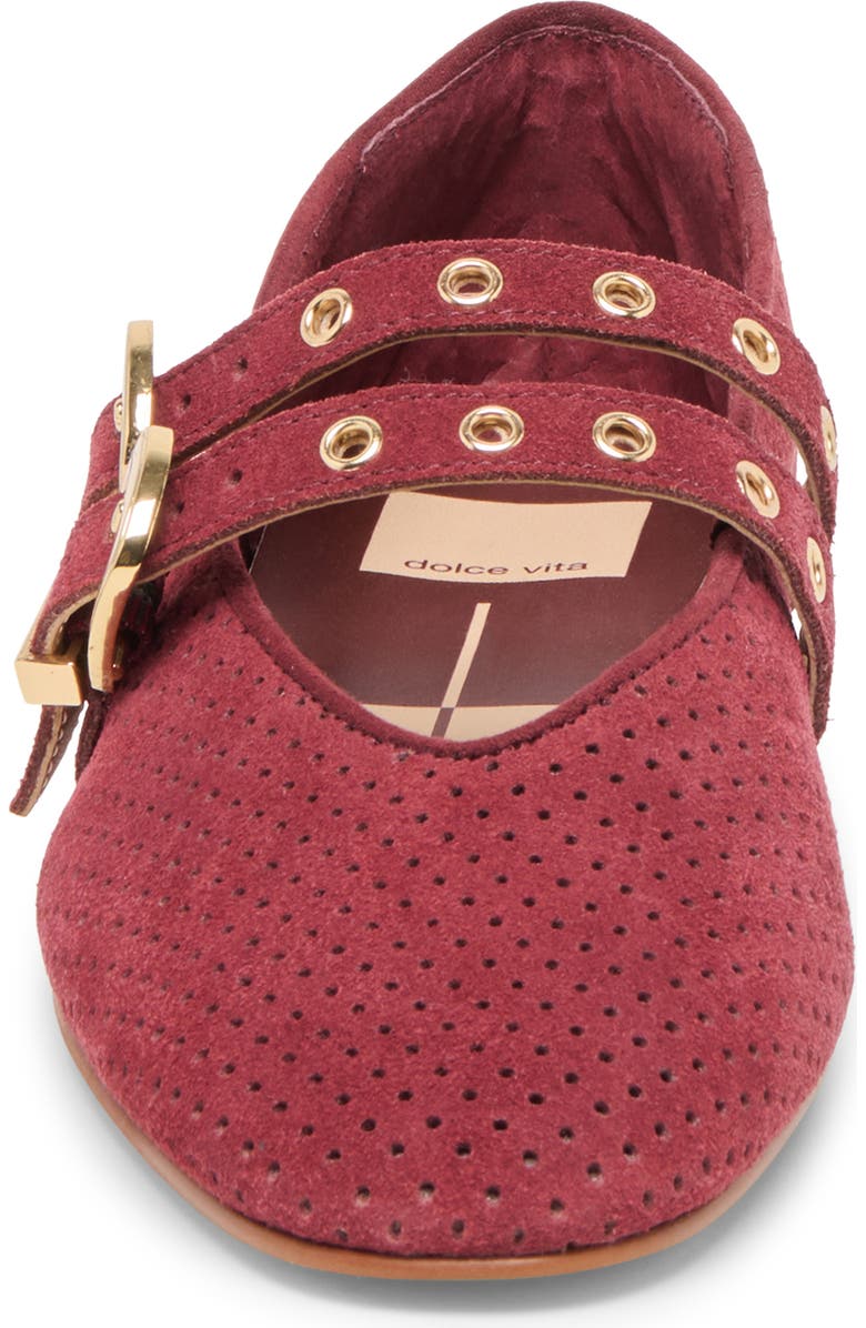 Dolce Vita Baylee Grommet Mary Jane Flat, Alternate, color, Oxblood Perforated Suede