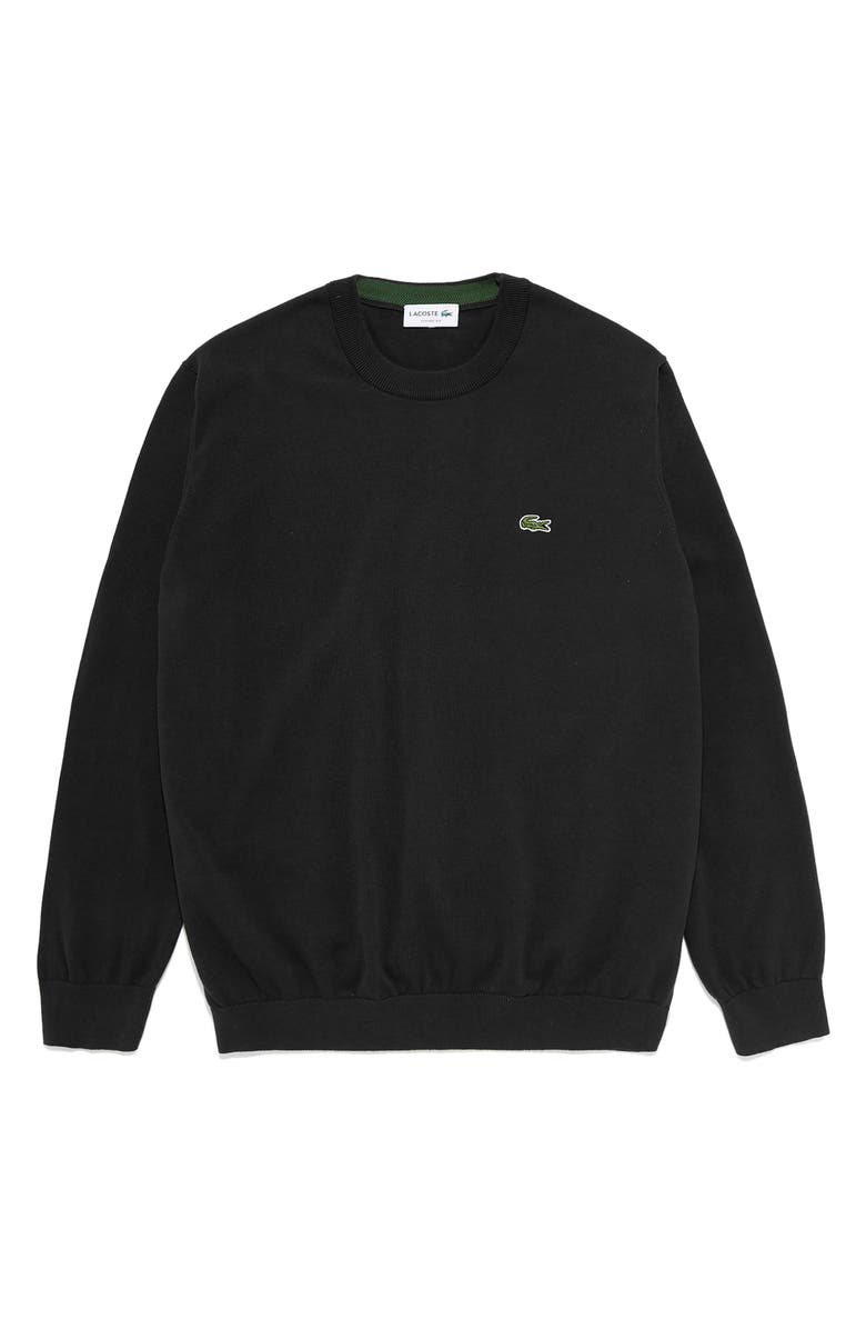 Lacoste Solid Cotton Jersey Crewneck Sweater, Main, color, 