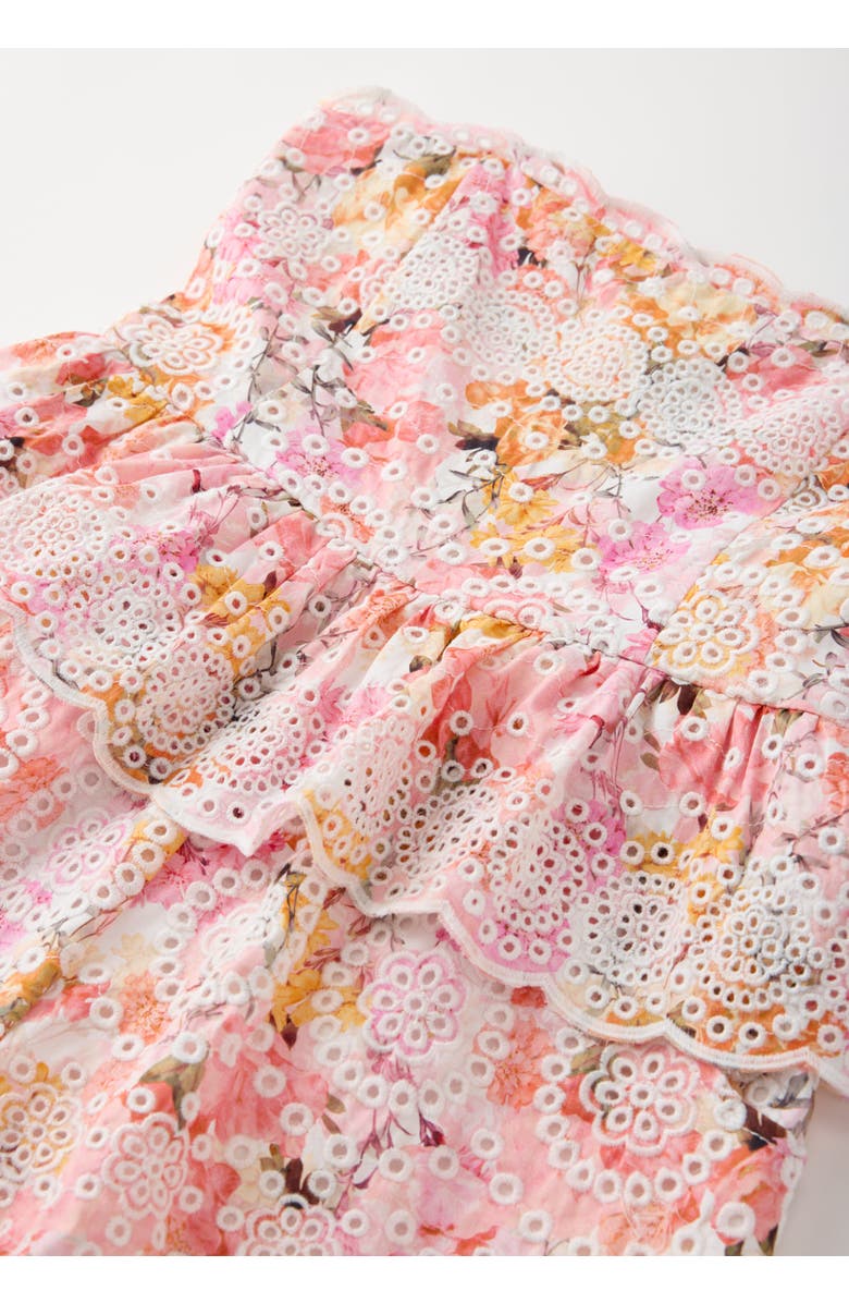 Marlo Kids Alessia Cotton Embroidered Romper, Alternate, color, Floral