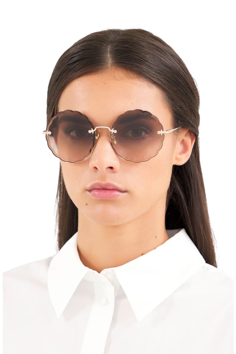 60mm Gradient Round Sunglasses, Alternate, color, GOLD/ BROWN GRADIENT