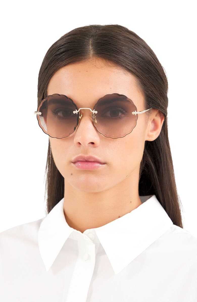 Chloé 60mm Gradient Round Sunglasses, Alternate, color, 
