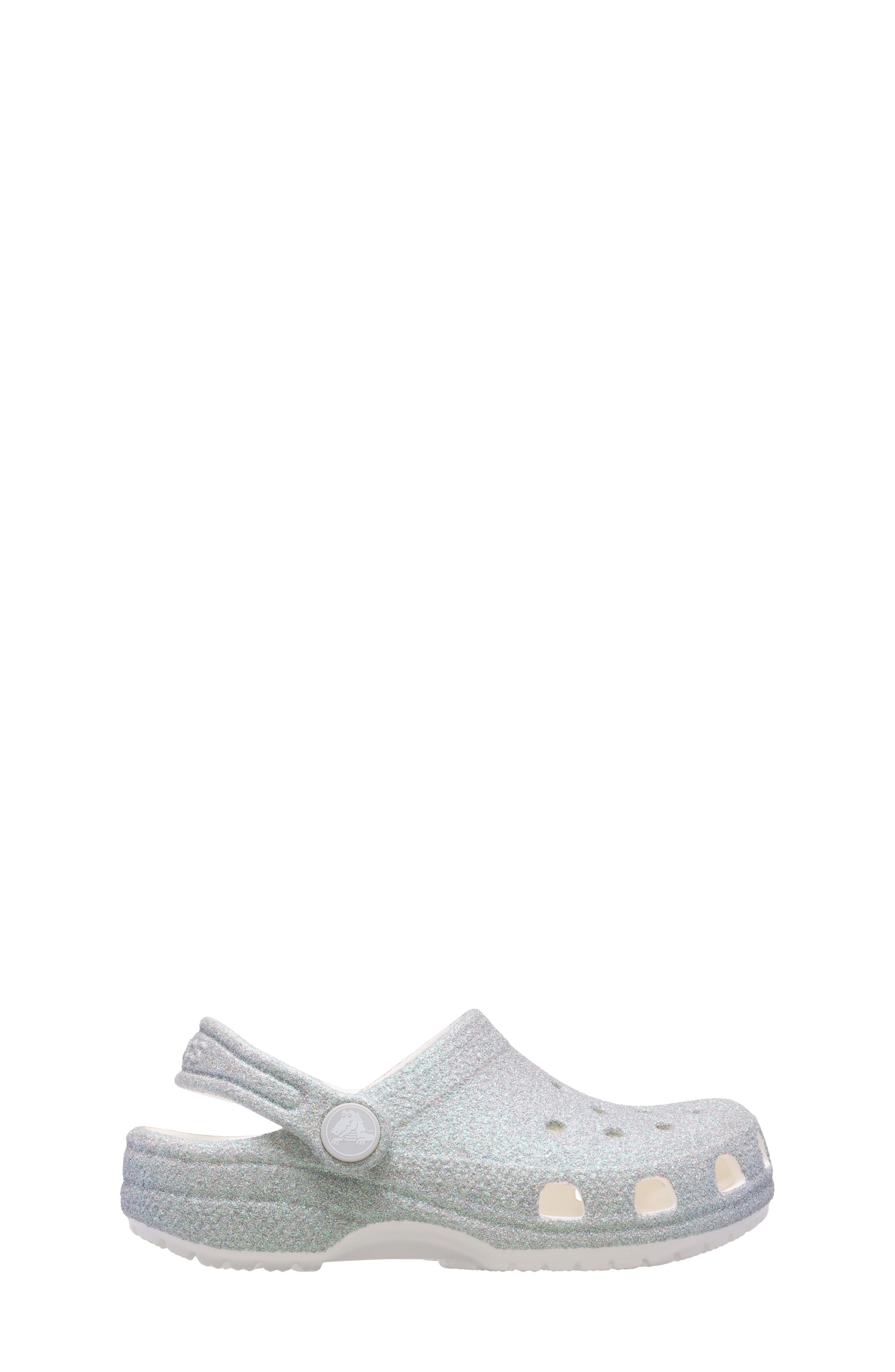 CROCS Kids' Classic Iridescent Glitter Clog, Alternate, color, Whi