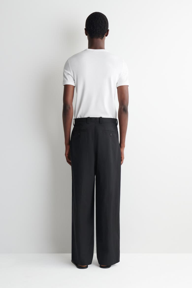 Cotton Relaxed Wide-leg Drawstring Pants, Alternate, color, BLACK