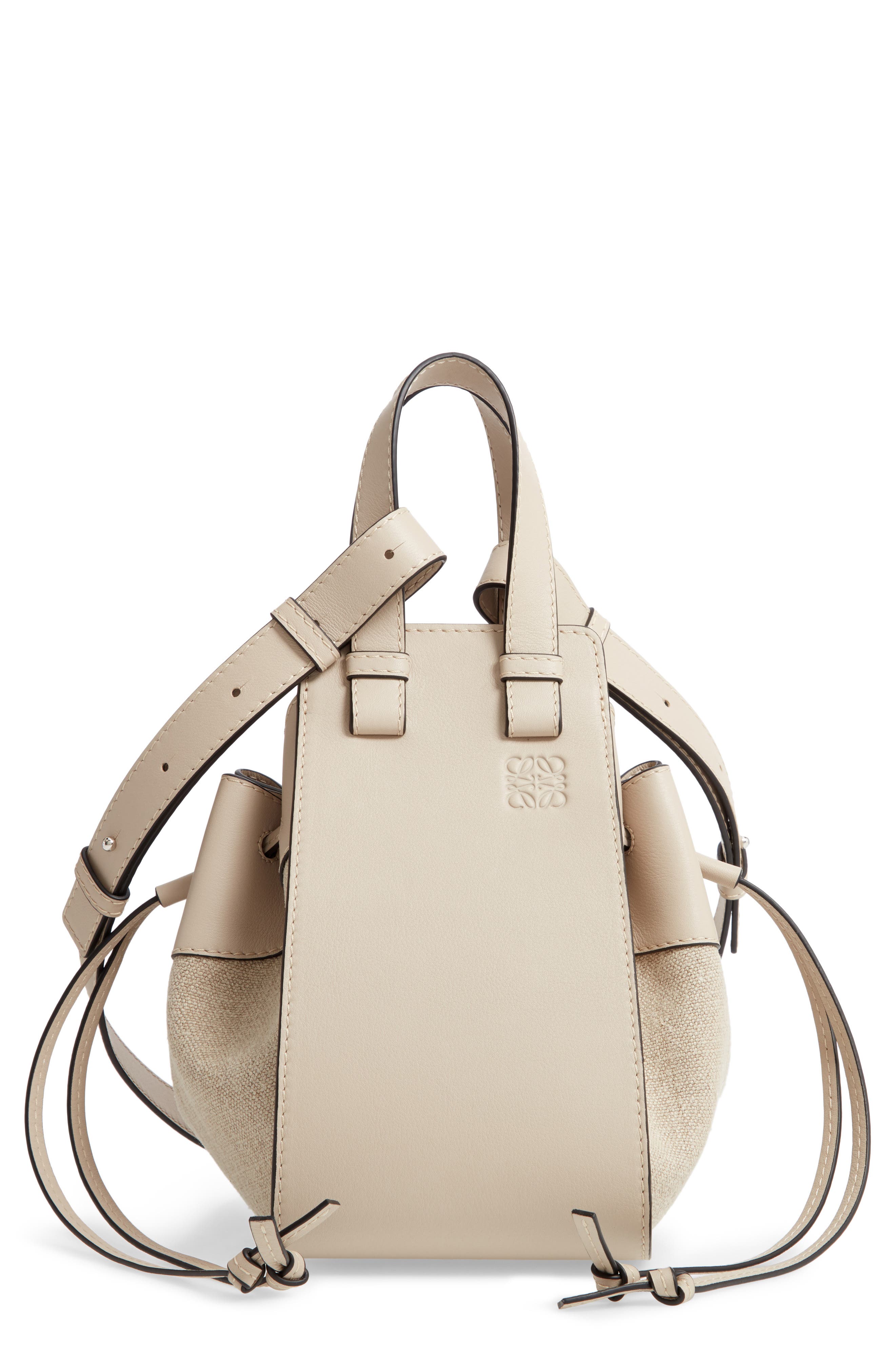 Loewe Small Hammock Leather & Linen Hobo, Main, color, 