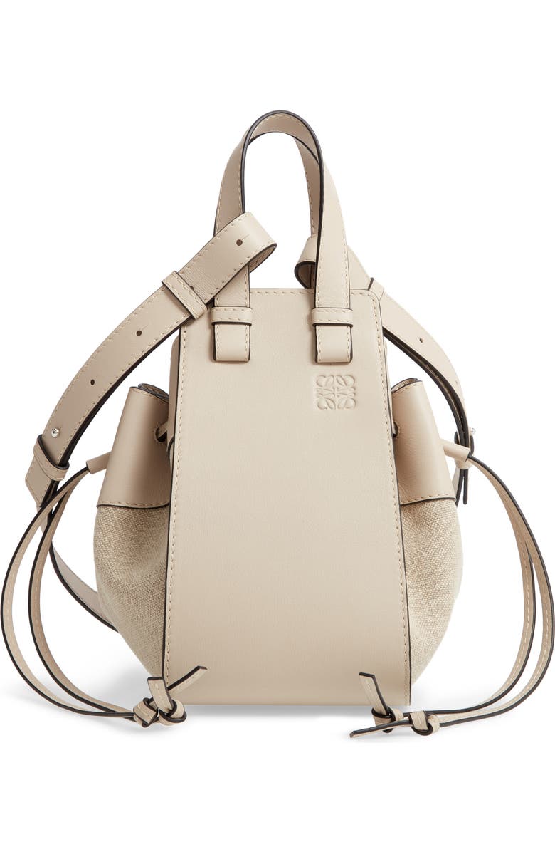 Loewe Small Hammock Leather & Linen Hobo, Main, color,