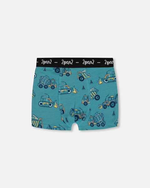 Deux Par Deux Organic Cotton Boxer Shorts - Dinosaur On Mottled And Tan Background Deux Par Deux Organic Cotton Boxer Shorts - Dinosaur On Mottled And Tan Background