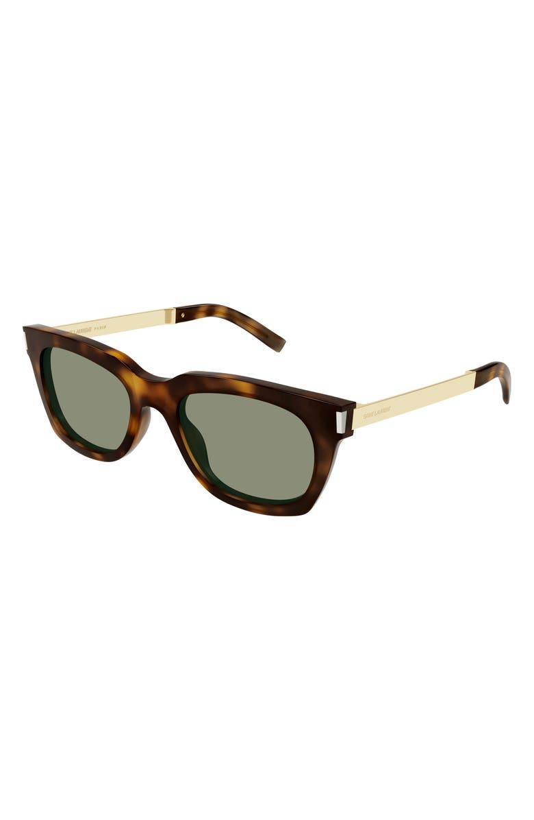 Saint Laurent 51mm Square Sunglasses, Alternate, color, Havana