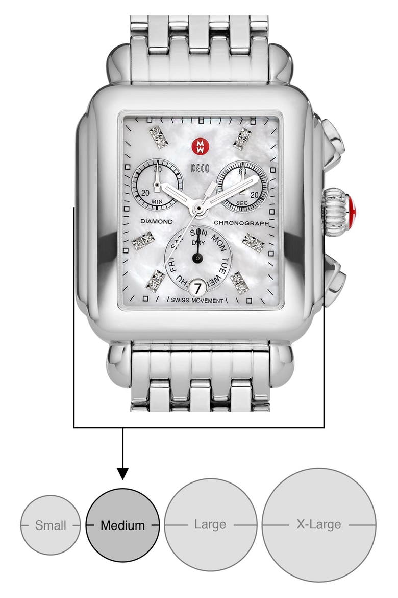 Deco Diamond Dial Watch Case, 33mm x 35mm, Alternate, color, SILVER