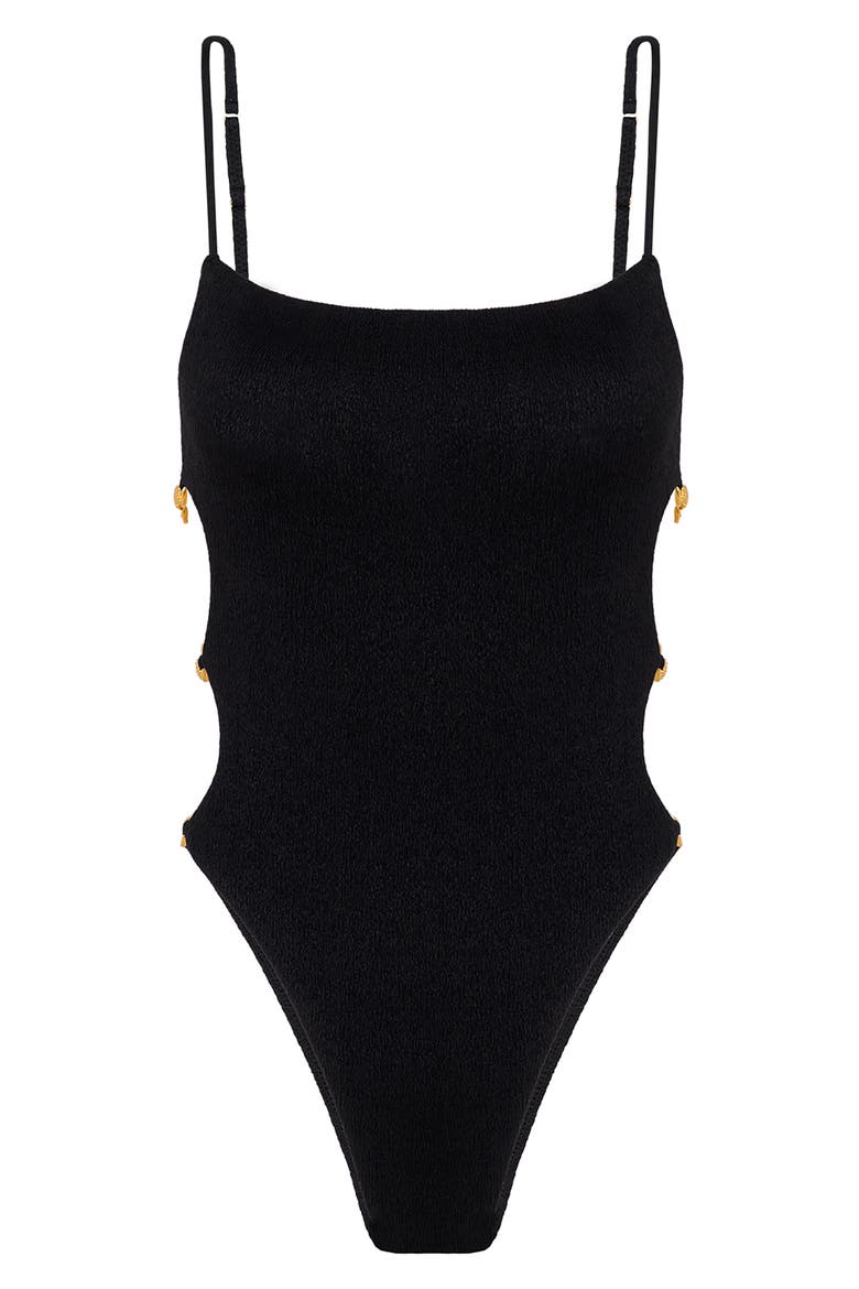 Fernanda Nell One-Piece Swimsuit, Alternate, color, BLACK