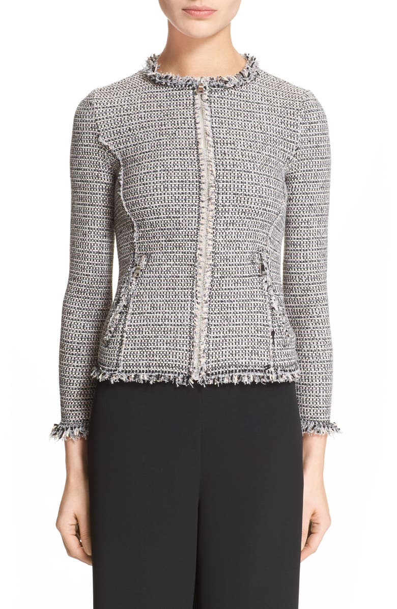 Rebecca Taylor Zip Front Tweed Jacket, Alternate, color, 