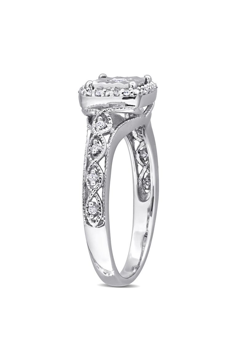 Diamond Halo Art Deco Ring, Alternate, color, WHITE