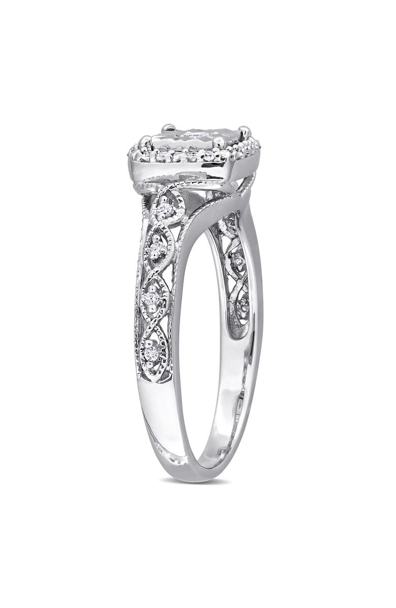 DELMAR Diamond Halo Art Deco Ring, Alternate, color, White