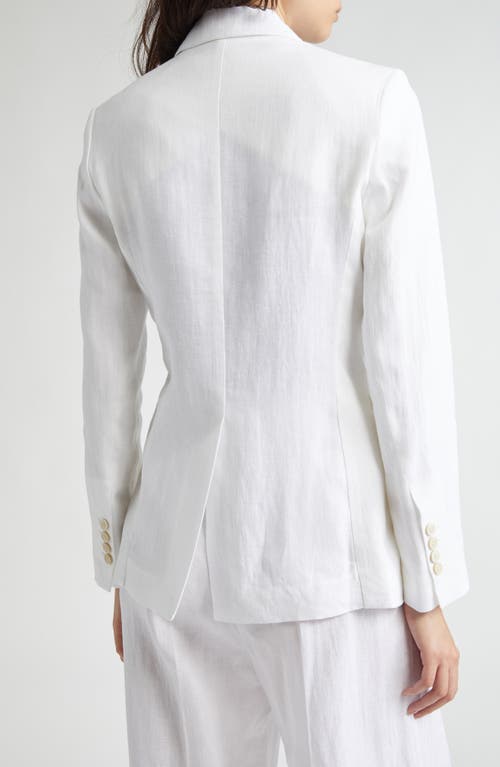 Eleventy Double Breasted Linen Blazer In White