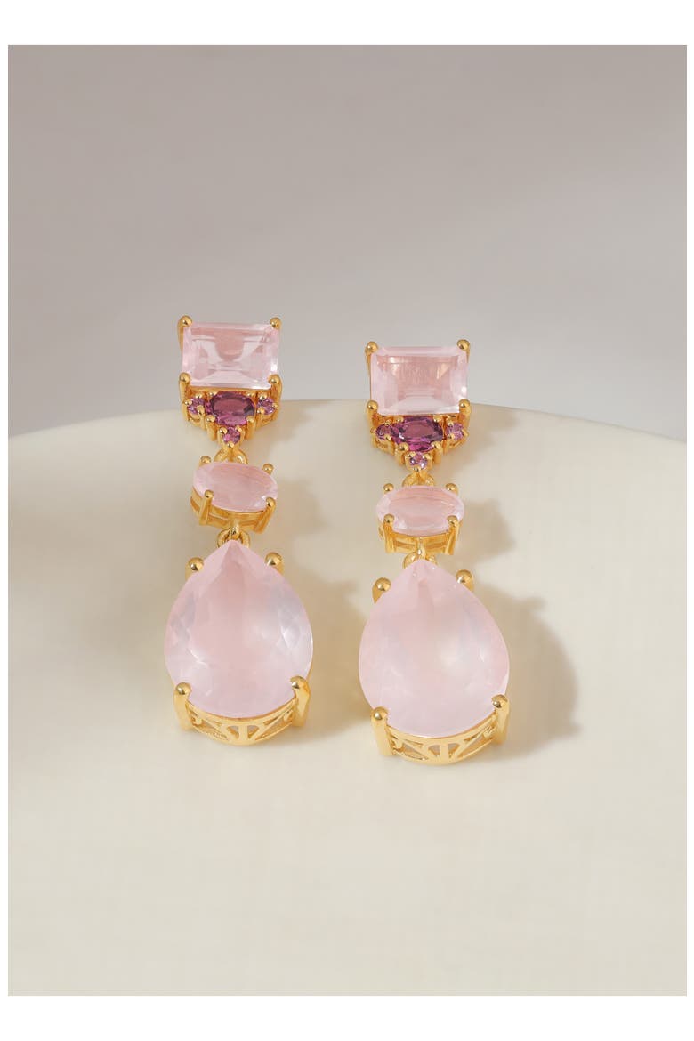Quartz Drop Earrings, Alternate, color, PINK