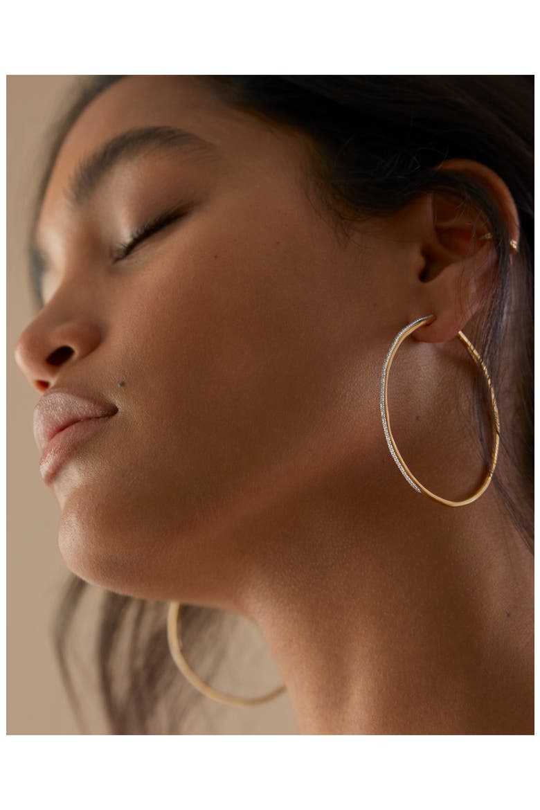Riva Cocktail Diamond Hoop Earrings, Alternate, color, YELLOW GOLD
