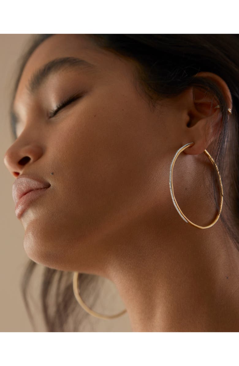 Monica Vinader Riva Cocktail Diamond Hoop Earrings, Alternate, color, Gold
