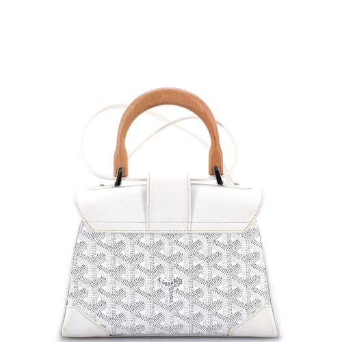 Pre-owned Goyard Goyard Saigon Top Handle Bag Coated Canvas With Leather Mini In Neutral