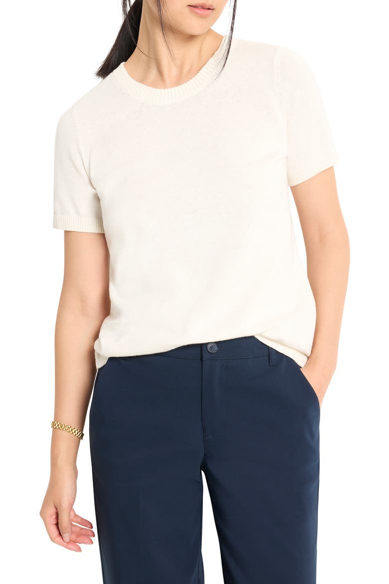 Easy Short Sleeve Sweater, Main, color, CLASSIC CREAM
