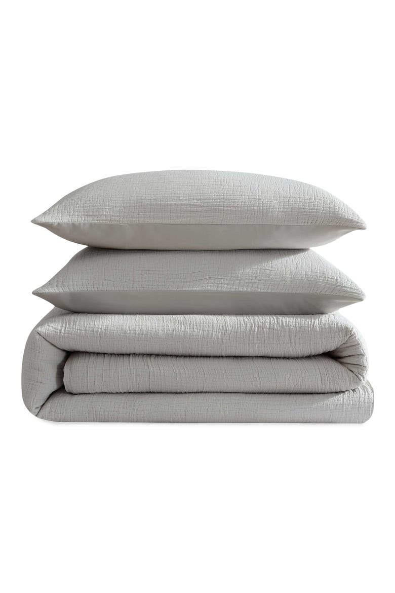 Textured Cotton Duvet & Shams Set, Main, color, GREY