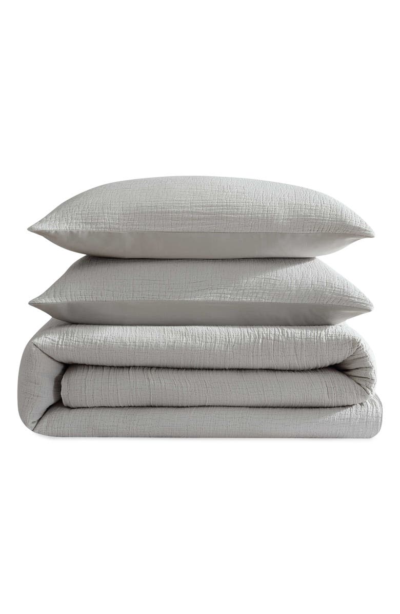 Calvin Klein Textured Cotton Duvet & Shams Set, Main, color, Grey