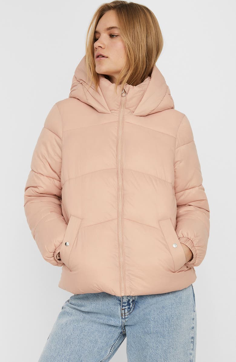 VERO MODA Upsala Hooded Puffer Jacket, Alternate, color, Mahogany Rose