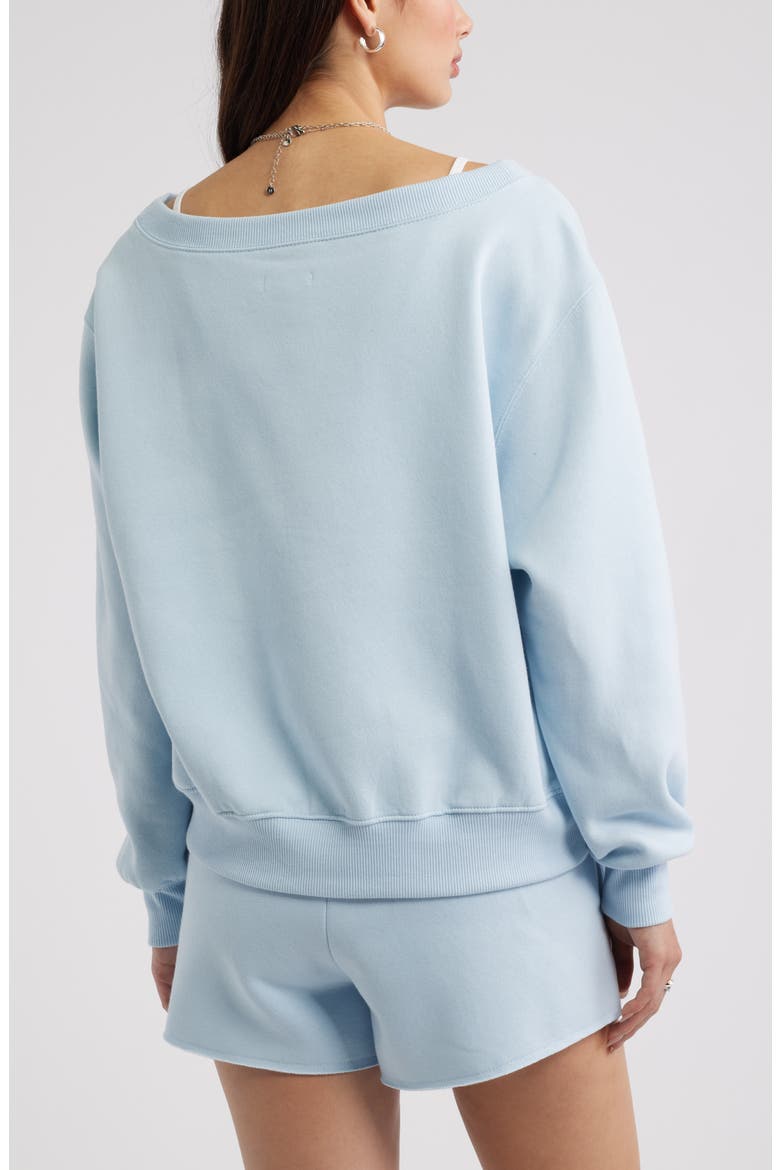 Off the Shoulder Fleece Sweatshirt, Alternate, color, BLUE SKYRIDE