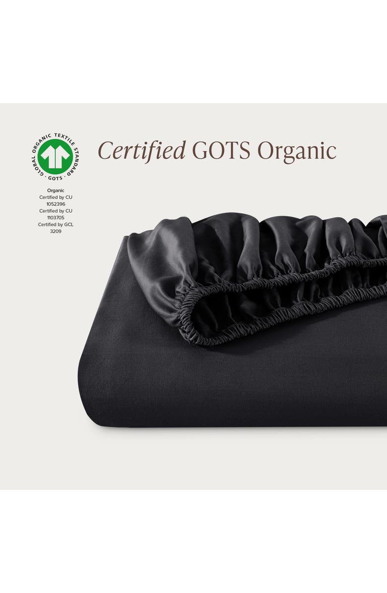 Bare Home 400 Thread Count Organic Cotton Sateen Fitted Sheet, Alternate, color, Black