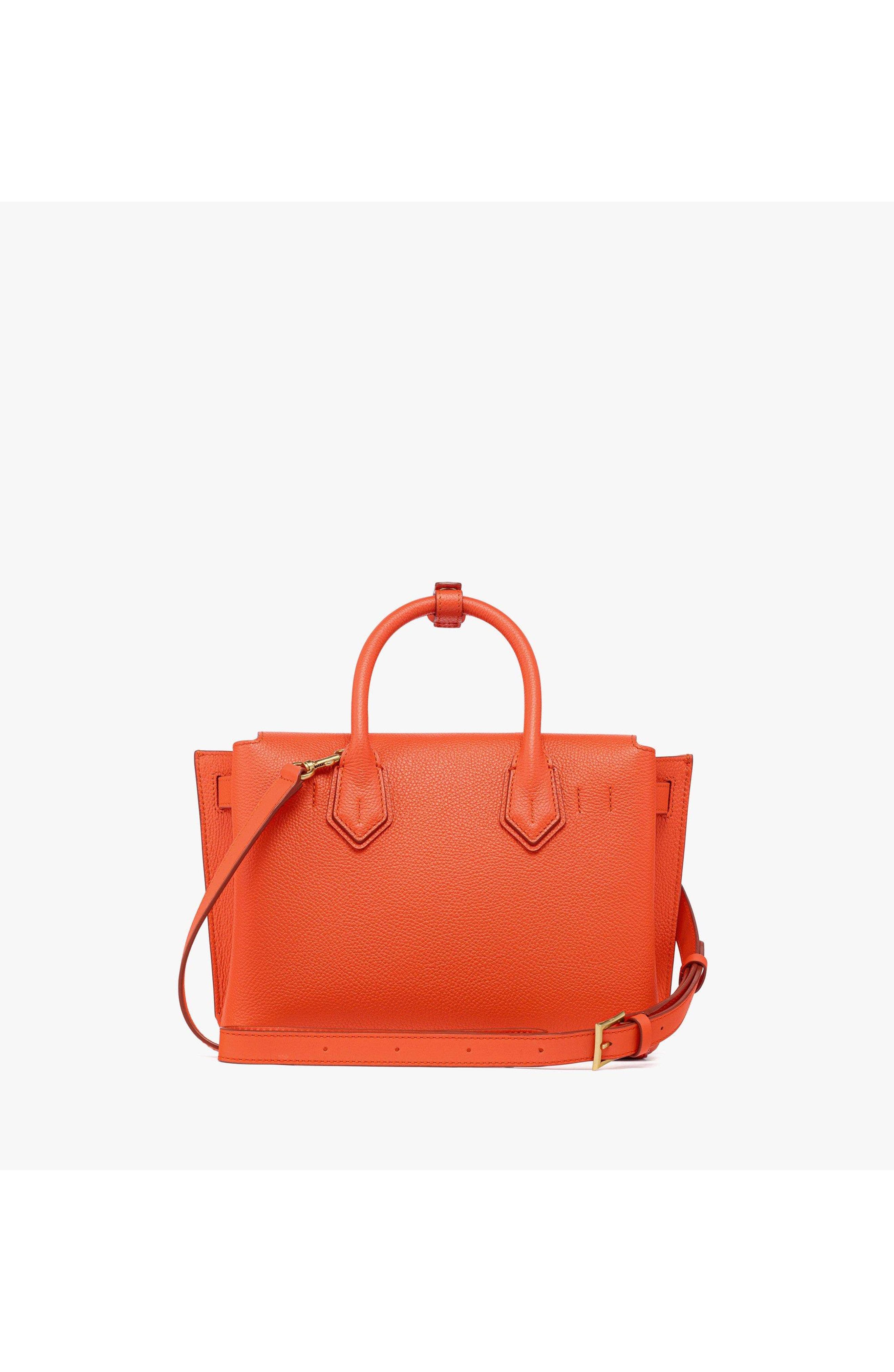 Small Milla Tote in Grained Leather, Alternate, color, Orangeade