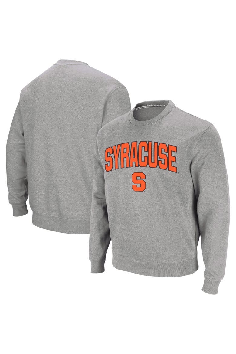 Men's Colosseum Heather Gray Syracuse Orange Arch & Logo Crew Neck Sweatshirt, Alternate, color, Heather Gray