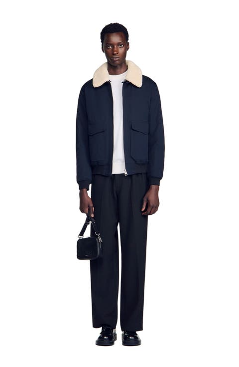 Shearling collar aviator jacket