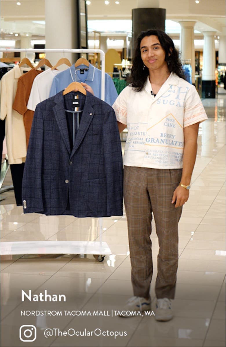 Hanry Slim Fit Windowpane Plaid Sport Coat, sales video thumbnail