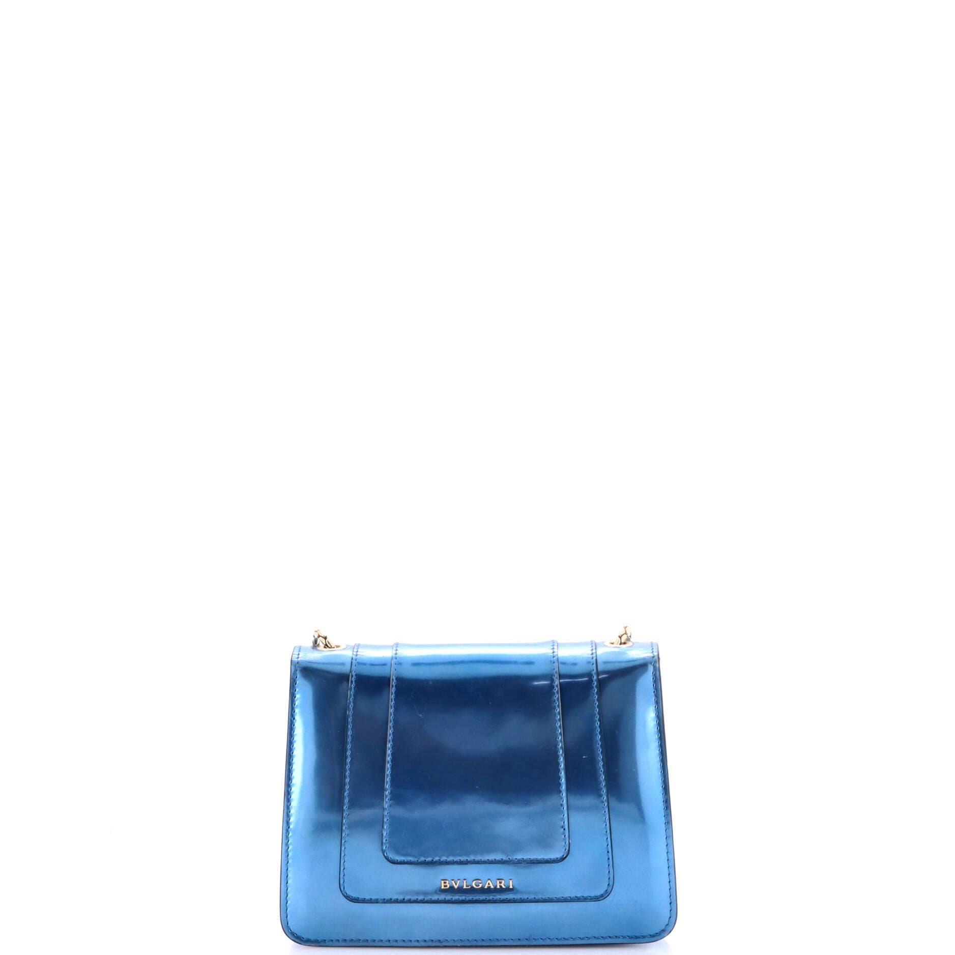 Serpenti Forever Square Shoulder Bag Metallic Leather Small, Alternate, color, Blue