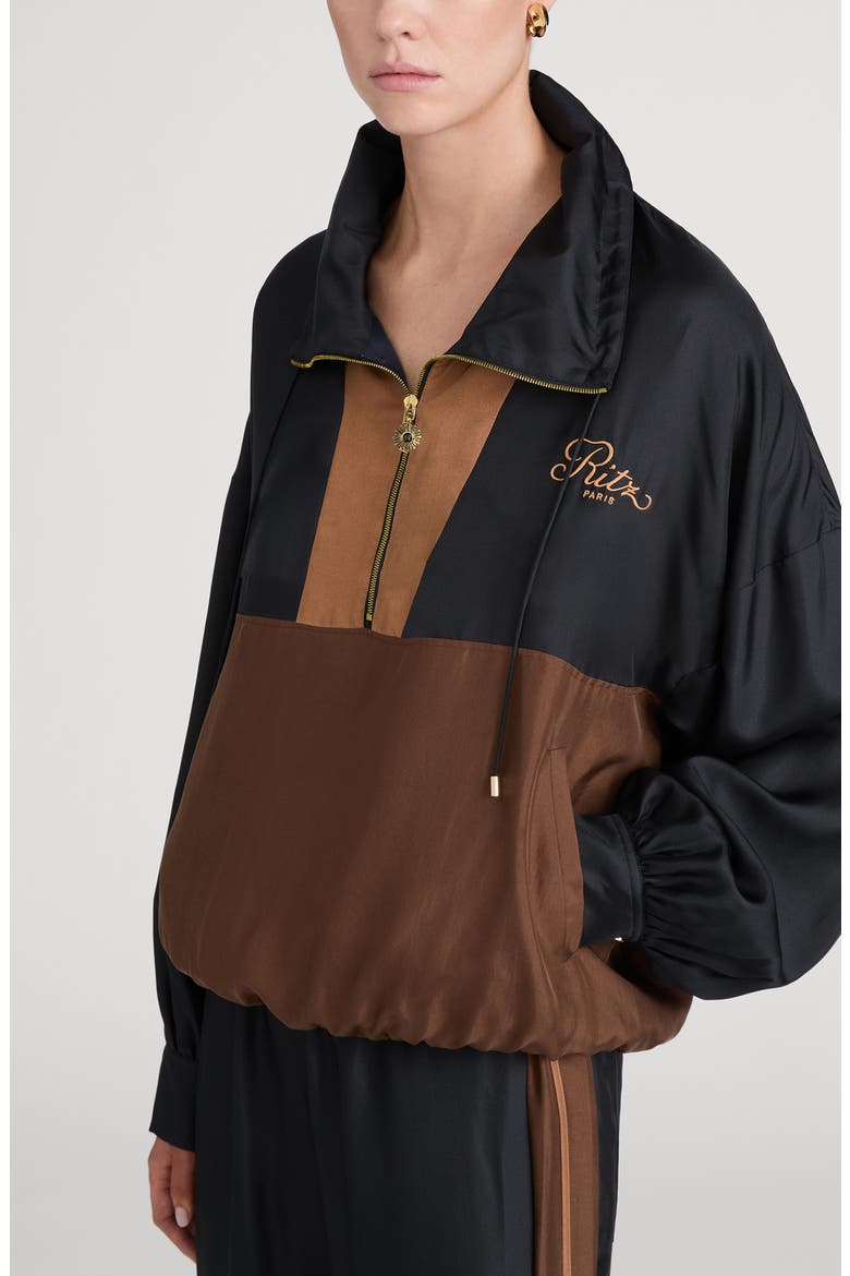 x The Ritz Paris Silk Half Zip Jacket, Alternate, color, DARK NAVY MULTI