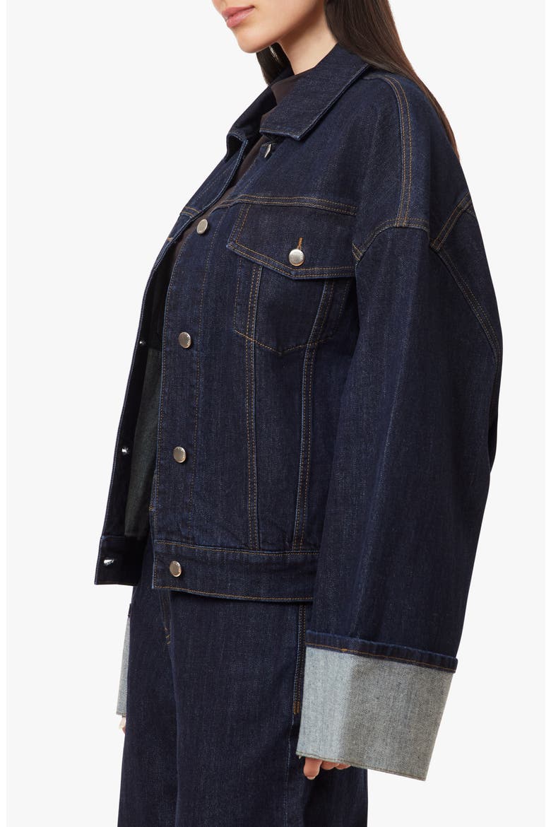 Cuffed Denim Trucker Jacket, Alternate, color, RINSE