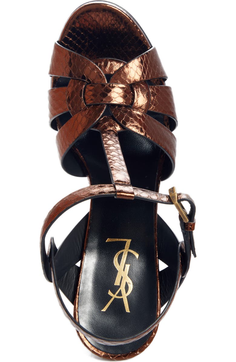 Saint Laurent Tribute Metallic Platform Sandal, Alternate, color,