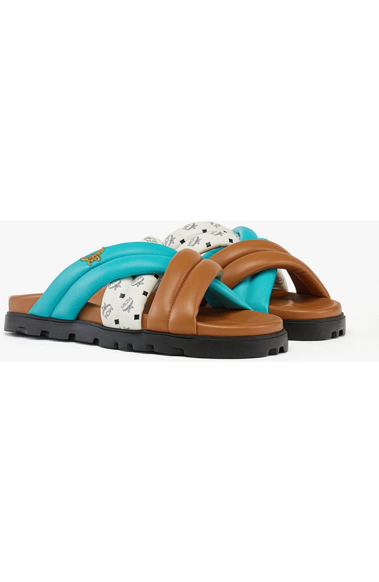 MCM Monogram Cross Sandals in Lamb Leather, Main, color, Multi