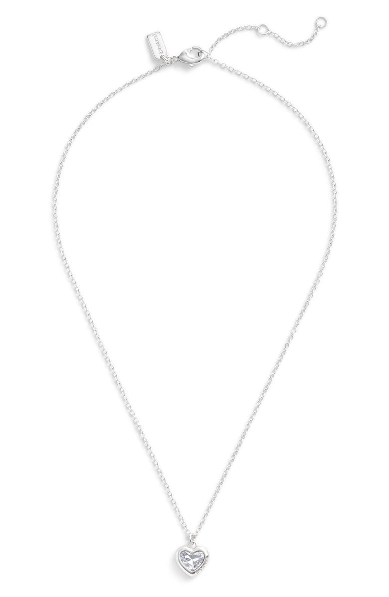 COACH Crystal Heart Pendant Necklace, Main, color, Crystal/Rhodium