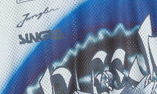 Jungles Boxy Moto Mesh Jersey Top In Blue