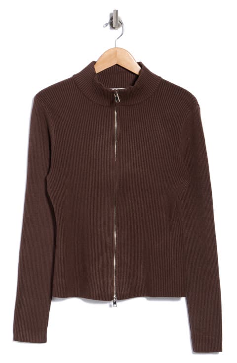 Ribbed Zip Front Cardigan