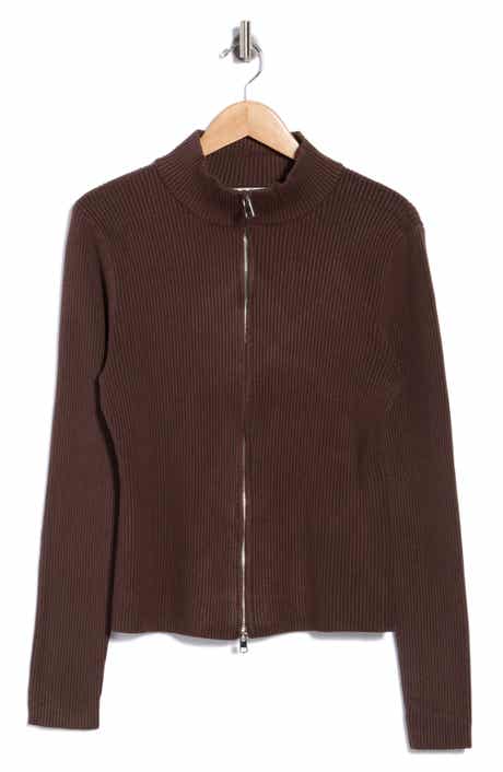 Ribbed Zip Front Cardigan