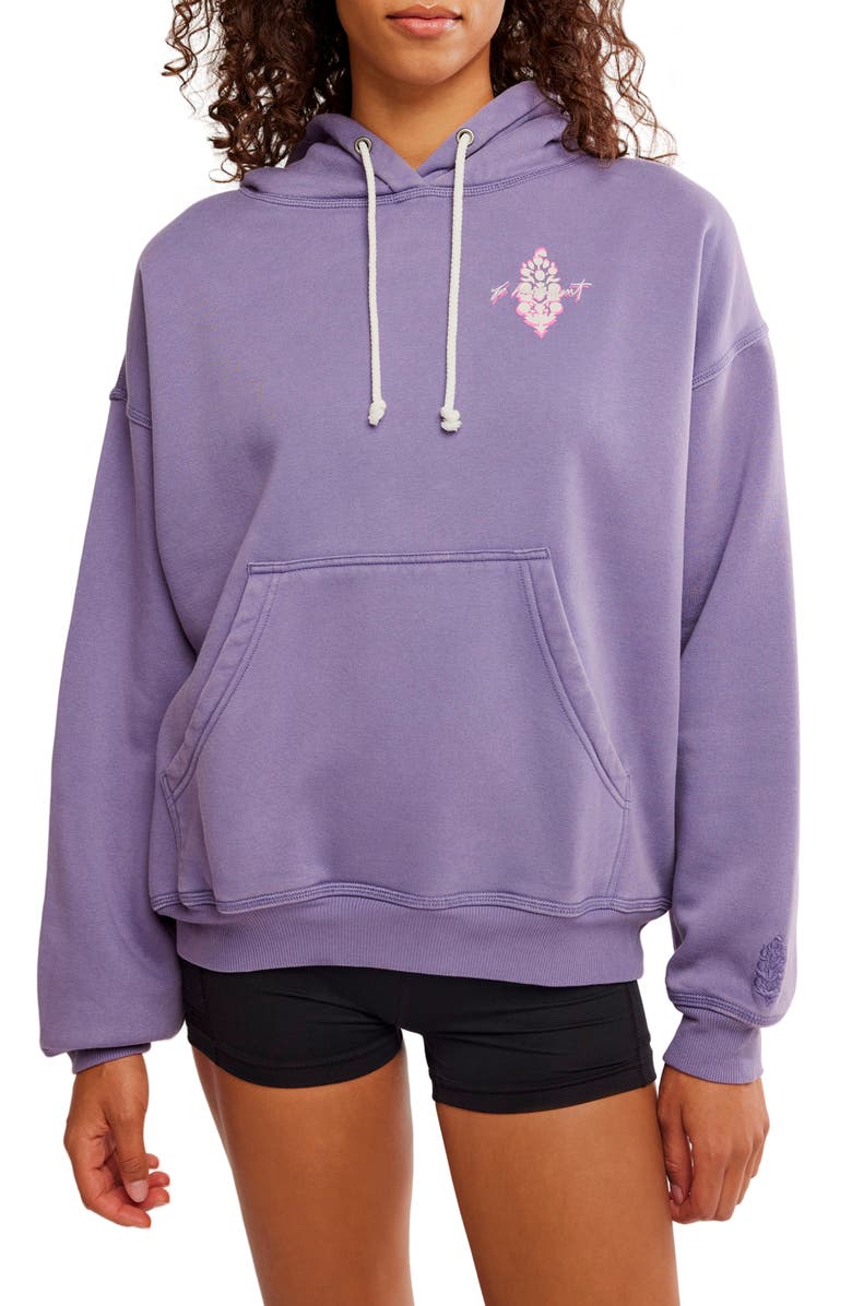 Free People FP Movement Final Call Graphic Hoodie, Main, color, Graphite Combo