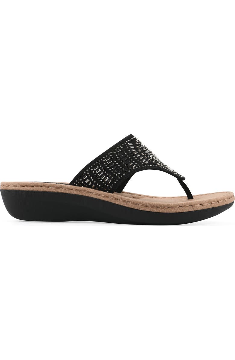 CLIFFS BY WHITE MOUNTAIN Cienna Thong Comfort Sandal, Alternate, color, Black/Fabric