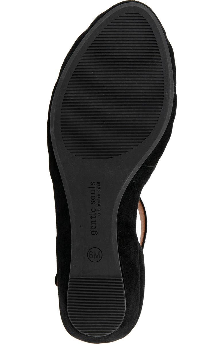 Gentle Souls Loren Ankle Strap Peep Toe Wedge Sandal, Alternate, color, Black Suede