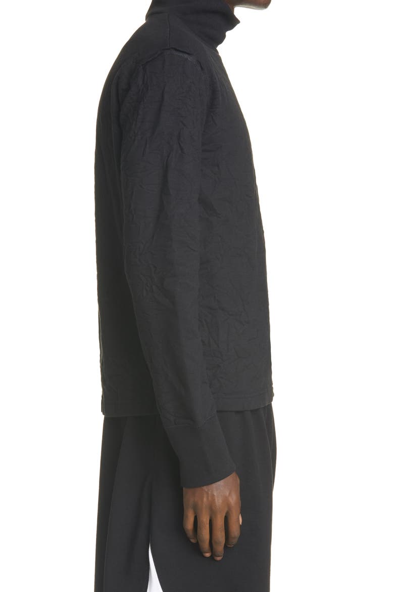 Mock Neck Wrinkled Fleece Top, Alternate, color, BLACK