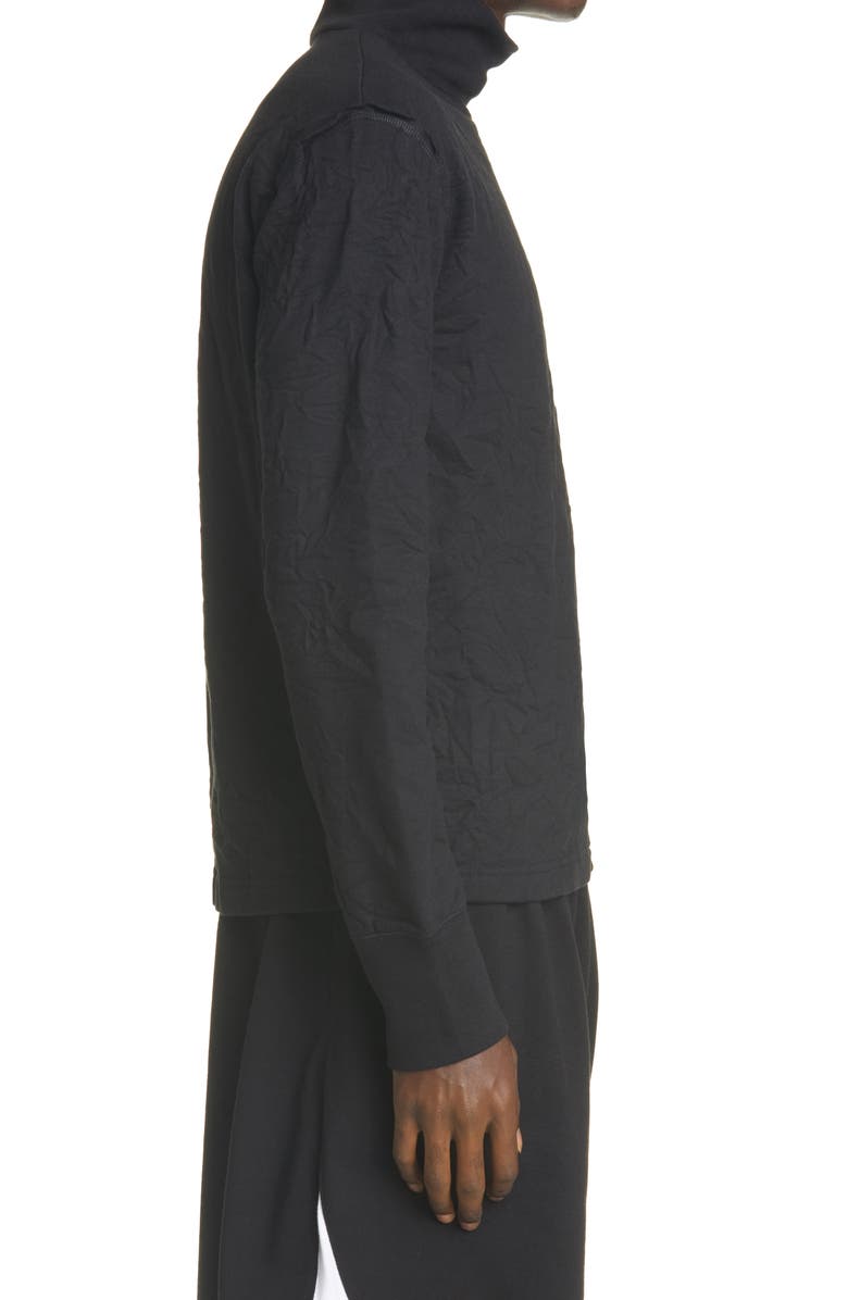 Balenciaga Mock Neck Wrinkled Fleece Top, Alternate, color,